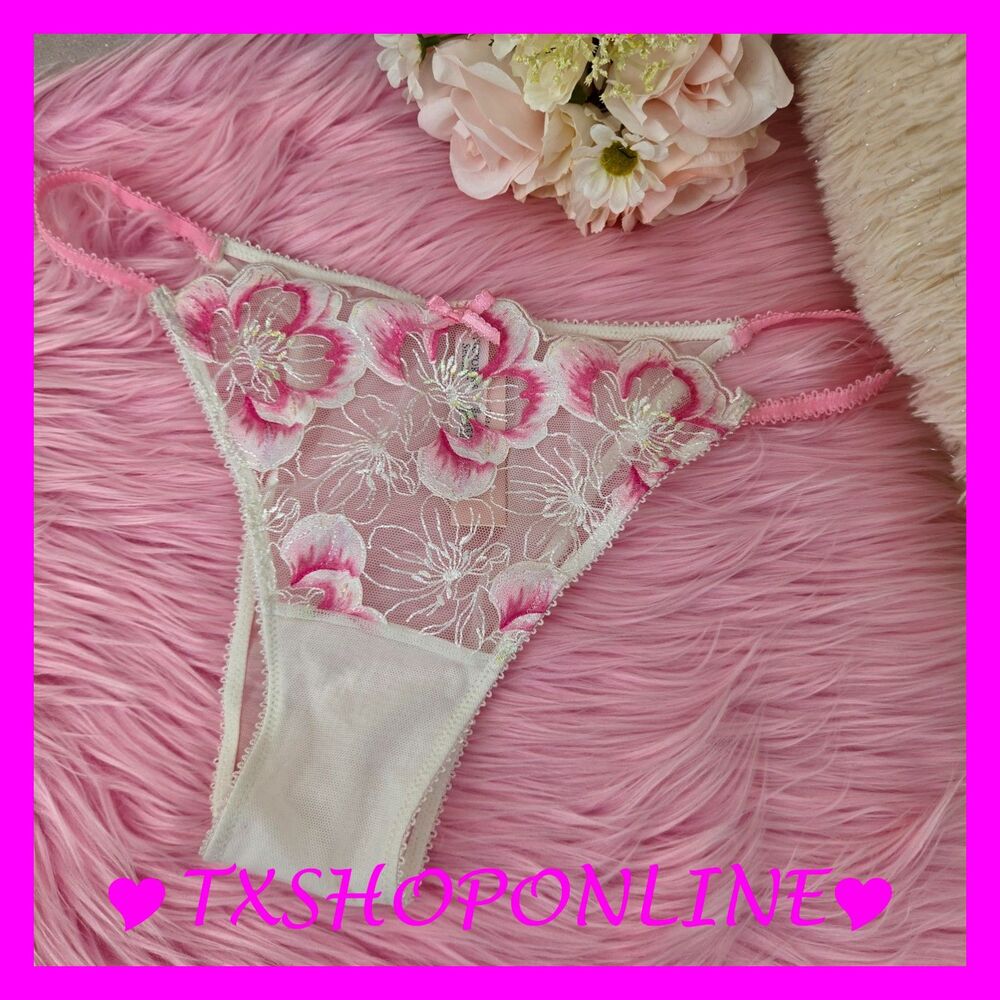 💗👙Victoria's Secret Floral embroidered Peony Embroidery Brazilian Panty👙💗